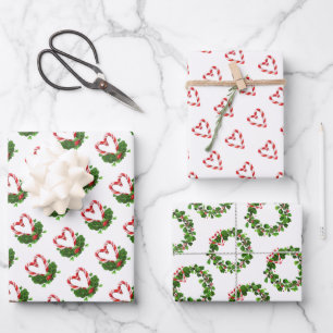 Hoja De Papel De Regalo Candy Cane Hearts Navidades Alegría Dulce Amor Div