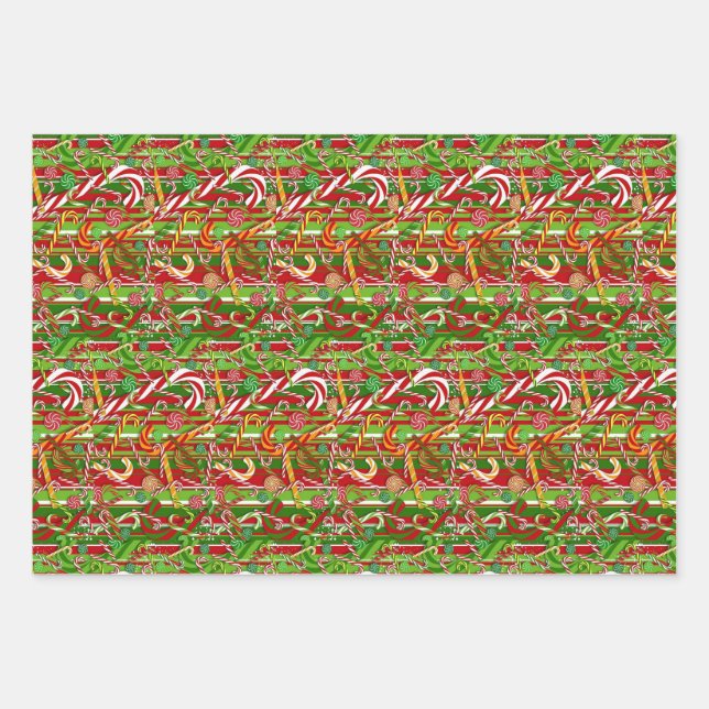 Hoja De Papel De Regalo Candy Cane Mania (Anverso)
