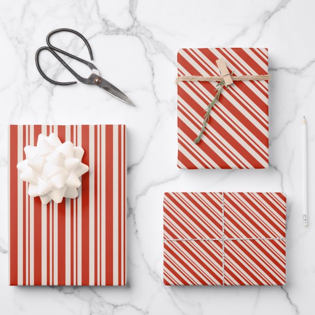 Hoja De Papel De Regalo Candy Cane Stripes (Anverso)
