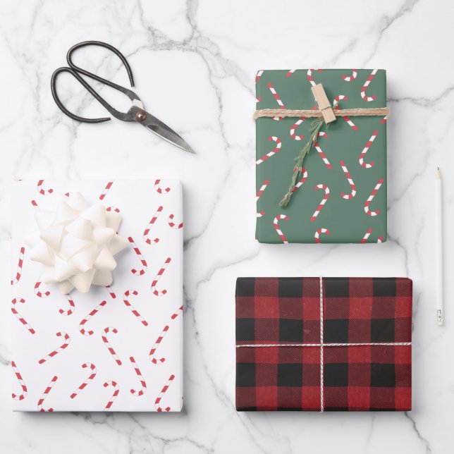 Hoja De Papel De Regalo Candy cane wrapping paper (Anverso)