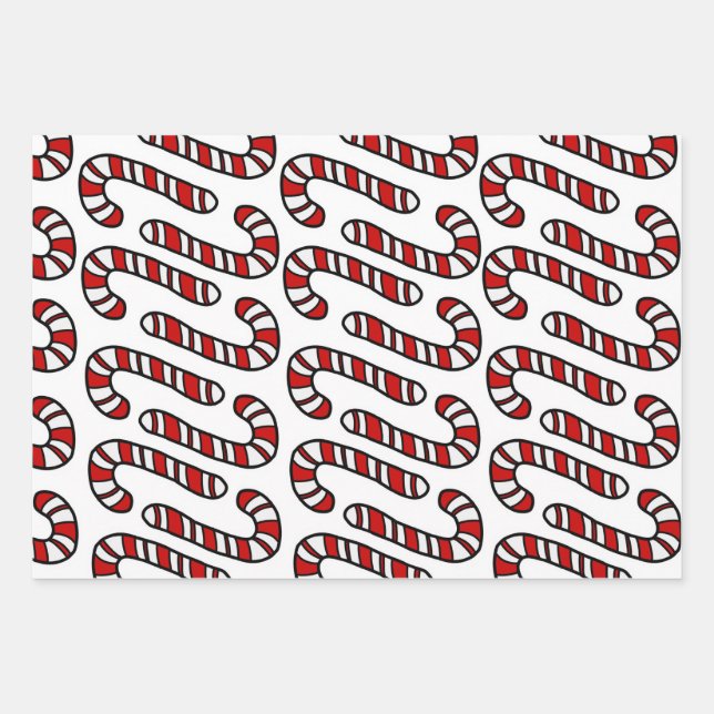 Hoja De Papel De Regalo Candy Canes (Anverso)