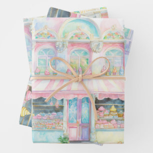 Hoja De Papel De Regalo Candy shop en la acuarela de París