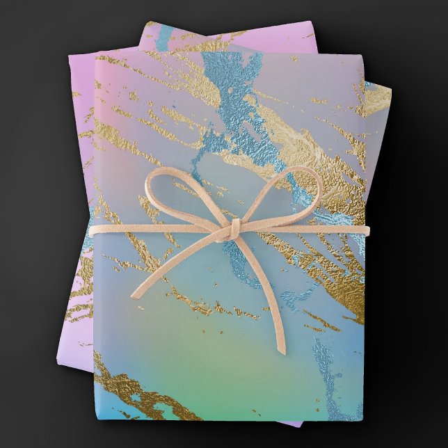 Hoja De Papel De Regalo Canica Milenaria | Ombré Pastel Arcoíris Divertido (Subido por el creador)