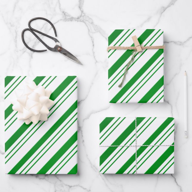 Hoja De Papel De Regalo Cañón verde rayado (Anverso)