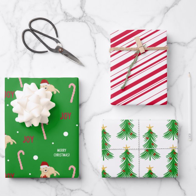 Hoja De Papel De Regalo Cañones de cangrejo de perro navidades Envoltura d (Anverso)