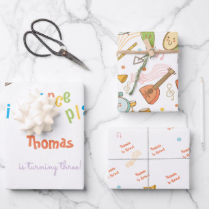 Hoja De Papel De Regalo Cantar danza y jugar a los niños cumpleaños