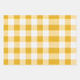 Hoja De Papel De Regalo Capa de gingham dorado de la colección Golden hour