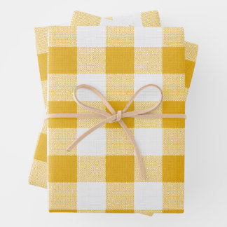 Hoja De Papel De Regalo Capa de gingham dorado de la colección Golden hour