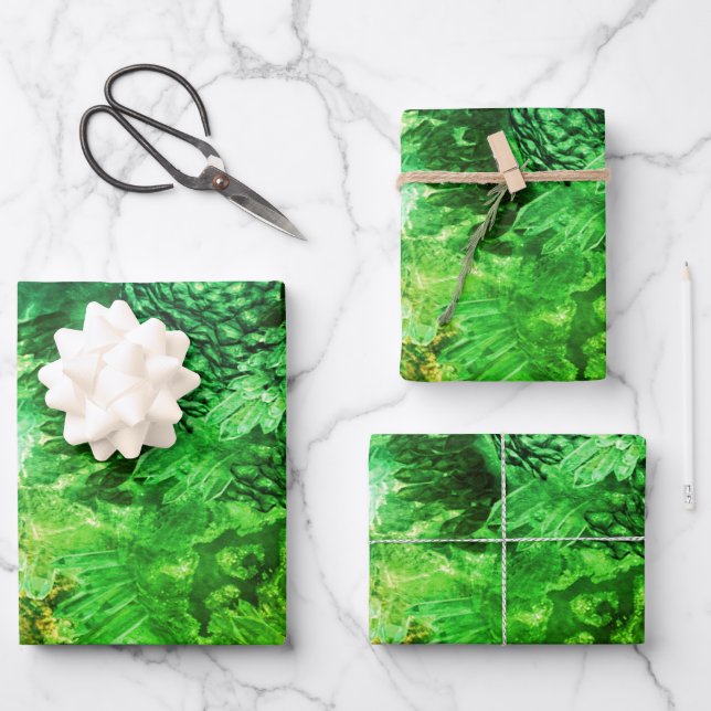 Hoja De Papel De Regalo Capas de cristales verdes (Anverso)