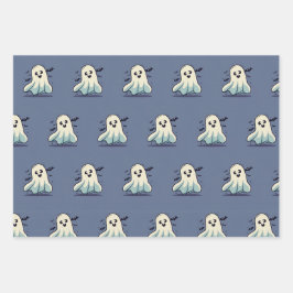 Hoja De Papel De Regalo Caprichoso Halloween y Otoño, Fantasma, Espantapáj