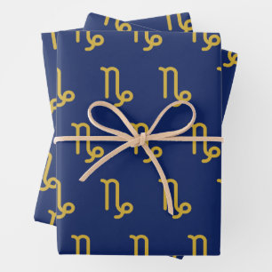 Hoja De Papel De Regalo Capricornio Rótulo Zodiaco Astrológico