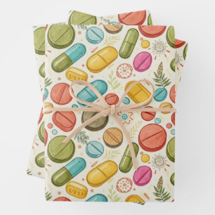 Hoja De Papel De Regalo Cápsula de Boho colorida para la salud y la farmac