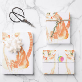 Hoja De Papel De Regalo Capucha De Gato Y Juguete