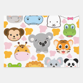 Hoja De Papel De Regalo Cara de animales pequeños