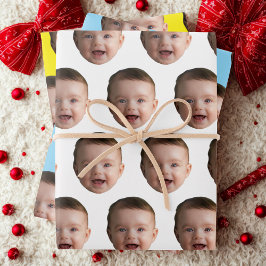 Hoja De Papel De Regalo Cara de bebé personalizada, foto divertida persona