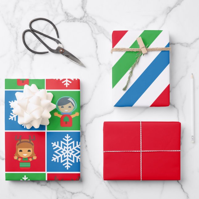 Hoja De Papel De Regalo Caracteres de Navidades personalizados Ajustando h (Anverso)