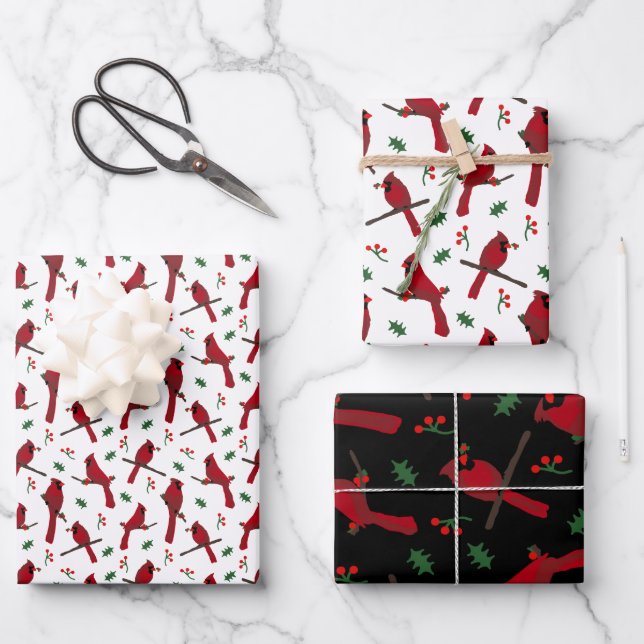 Hoja De Papel De Regalo Cardenales (Anverso)