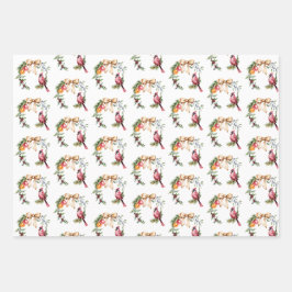 Hoja De Papel De Regalo Cardenales y Navidades del cacao