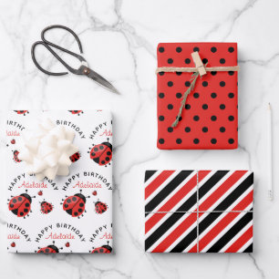 Hoja De Papel De Regalo Cariñosos Niños Mariquitas Rojos Modernos