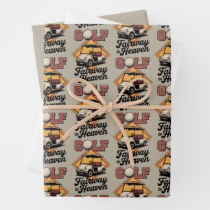 Hoja De Papel De Regalo Carrito de Golf Retro Camino a Heaver Golf Diverti