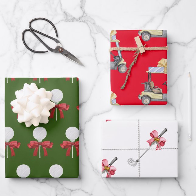 Hoja De Papel De Regalo Carro de golf de hierro para golfista (Anverso)