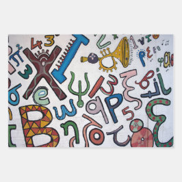 Hoja De Papel De Regalo Cartas y números coloridos