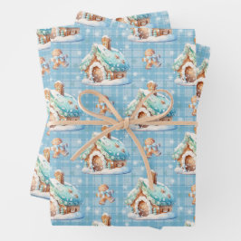 Hoja De Papel De Regalo Casa de pan de jengibre Nieve Gingpanes bebé