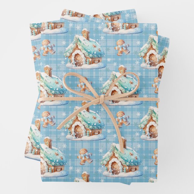 Hoja De Papel De Regalo Casa de pan de jengibre Nieve Gingpanes bebé (In situ)