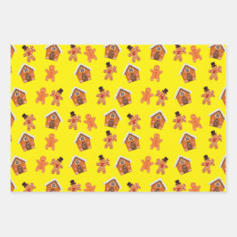 Hoja De Papel De Regalo Casa de pan de jengibre y Navidades hombres