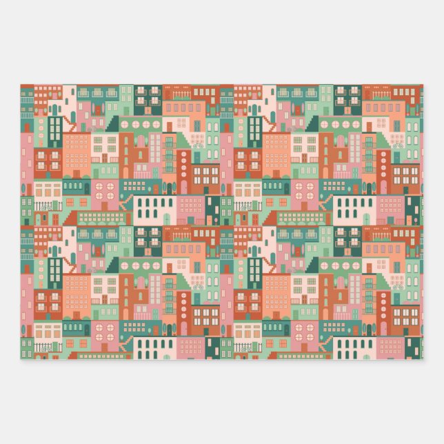 Hoja De Papel De Regalo Casas (Anverso)