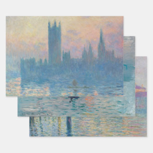 Hoja De Papel De Regalo Casas del Parlamento de Claude Monet Atardecer