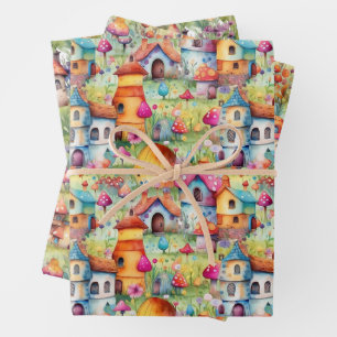 HOJA DE PAPEL DE REGALO CASAS MAGICALES DE LA FERIA Y REGALO DEL PUEBLO DE