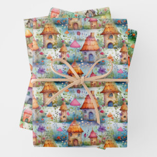 HOJA DE PAPEL DE REGALO CASAS MAGICALES DE LA FERIA Y REGALO DEL PUEBLO DE