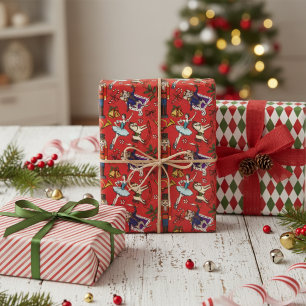 Hoja De Papel De Regalo Cascanueces de temporada navideña rojo festivo