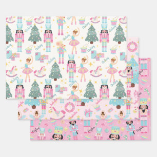 Hoja De Papel De Regalo Cascanueces Rosa y Bailarina Personalizado