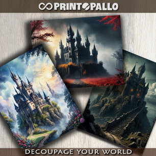 Hoja De Papel De Regalo Castillos de fantasía de terror medieval