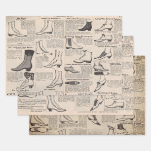 Hoja De Papel De Regalo Catálogo de publicidad de zapatos antiguos