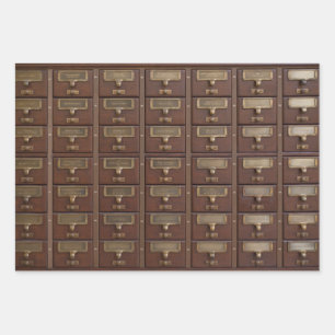 Hoja De Papel De Regalo Catálogo de tarjetas de biblioteca de época Drawwe