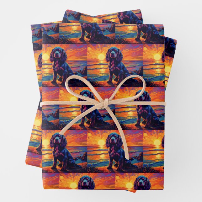 Hoja De Papel De Regalo Cavalier King Charles Spaniel Sunset / Sunrise (In situ)