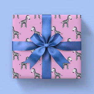 Hoja De Papel De Regalo Cebra rosa linda
