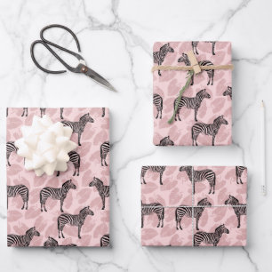 Hoja De Papel De Regalo Cebra rosa Preppy