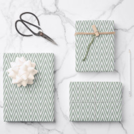 Hoja De Papel De Regalo Celadon Green Zigzag