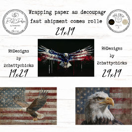 Hoja De Papel De Regalo Celebración Americana Águila Patriótica Decoupage