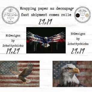 Hoja De Papel De Regalo Celebración Americana Águila Patriótica Decoupage