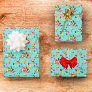 Hoja De Papel De Regalo Celebración de Cumpleaños de Perritos Lindos Patró