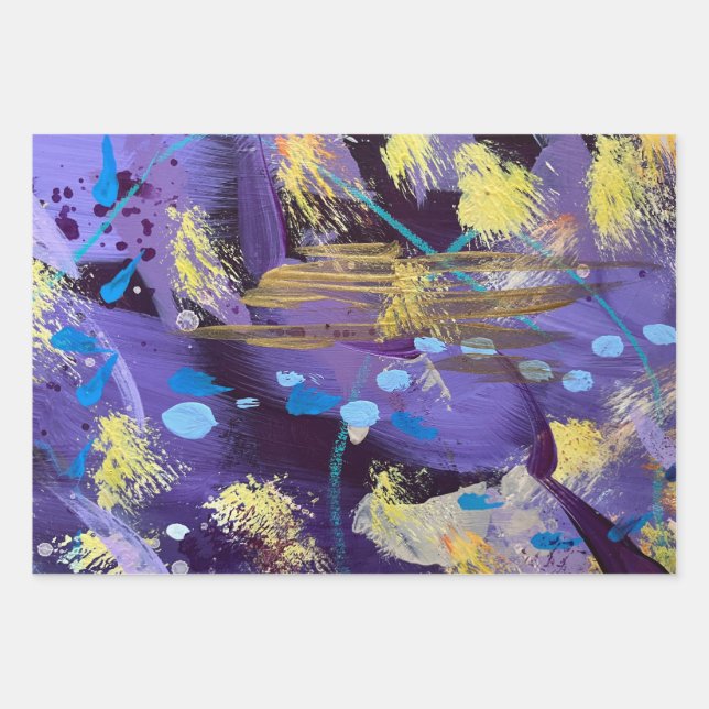 Hoja De Papel De Regalo Celebratory Purple and Gold  (Anverso)