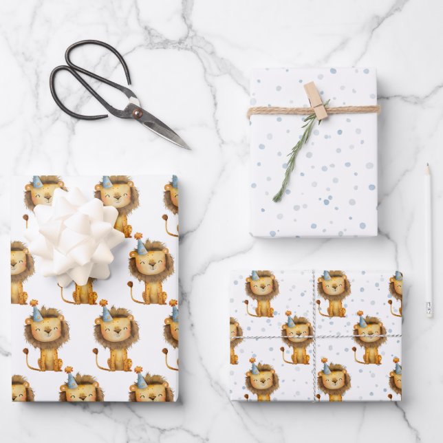 Hoja De Papel De Regalo ¡Celebren con un rugido! Cumpleaños del león del n (Anverso)
