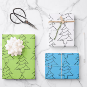Hoja De Papel De Regalo Cello Text Christmas Tree