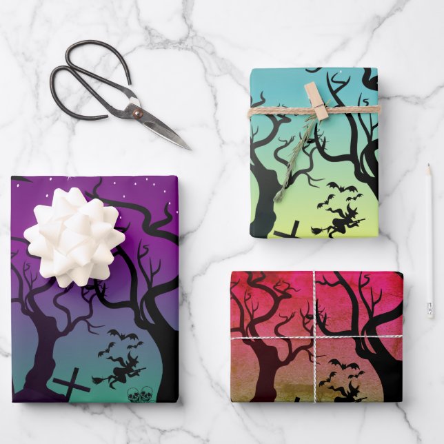 Hoja De Papel De Regalo Cementerio de Halloween con tumbas (Anverso)