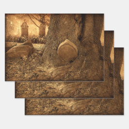 Hoja De Papel De Regalo Cementerio Gótico Tombstones Textura Occidental